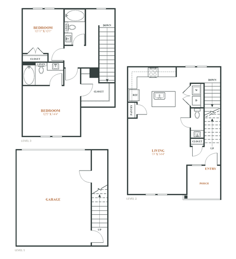 a floor plan of a 2 bedroom apartment at the residences at silver hill in suitland,